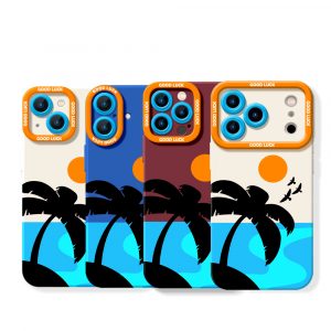 Tropical Sunset Oasis Silicone Case for Apple iPhone Series