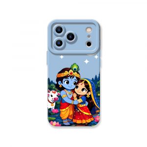 Divine Bliss Cartoon Design Silicone Case for Apple iPhone Series - iPhone 17 Pro Max, Sky Blue
