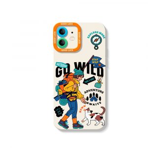 Adventure Awaits Vibrant Hiker Design Silicone Case for Apple iPhone Series