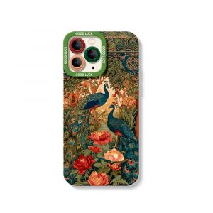 Elegant Peacock Garden Silicone Case for Apple iPhone Series