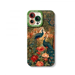 Elegant Peacock Garden Silicone Case for Apple iPhone Series