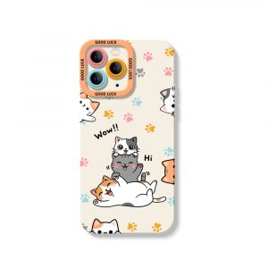 Playful Paws & Cute Cats Silicone Case for Apple iPhone Series - iPhone 16 Pro, White