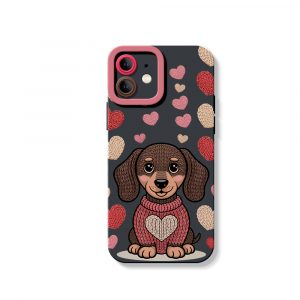 Cozy Pup Heart Knit Silicone Case for Apple iPhone Series