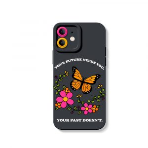 Floral Butterfly Motivation Silicone Case for Apple iPhone Series