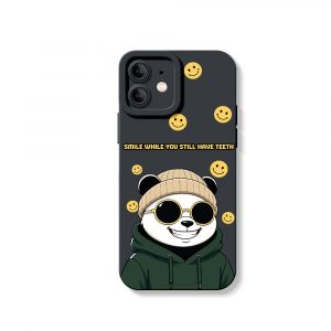 Cheerful Panda & Smiley Vibes Silicone Case for Apple iPhone Series
