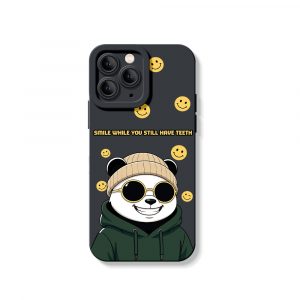 Cheerful Panda & Smiley Vibes Silicone Case for Apple iPhone Series