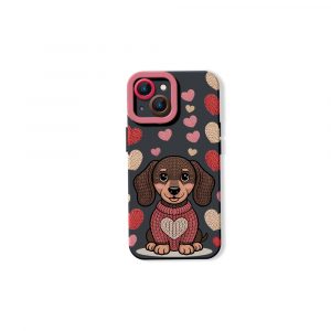 Cozy Pup Heart Knit Silicone Case for Apple iPhone Series