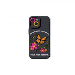 Floral Butterfly Motivation Silicone Case for Apple iPhone Series