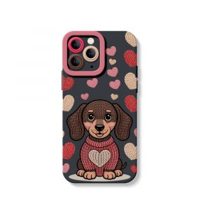 Cozy Pup Heart Knit Silicone Case for Apple iPhone Series