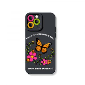 Floral Butterfly Motivation Silicone Case for Apple iPhone Series