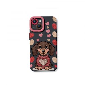 Cozy Pup Heart Knit Silicone Case for Apple iPhone Series