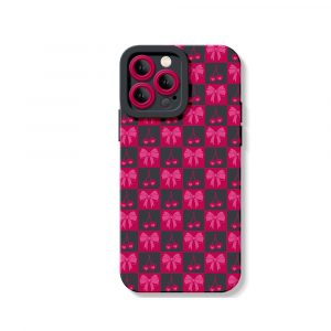 Sweet Cherry Checkered Delight Silicone Case for Apple iPhone Series