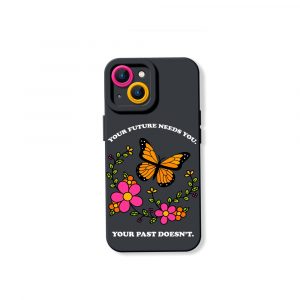 Floral Butterfly Motivation Silicone Case for Apple iPhone Series