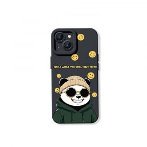 Cheerful Panda & Smiley Vibes Silicone Case for Apple iPhone Series