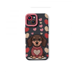 Cozy Pup Heart Knit Silicone Case for Apple iPhone Series