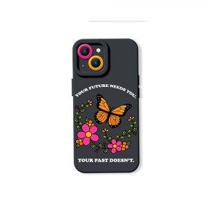 Floral Butterfly Motivation Silicone Case for Apple iPhone Series