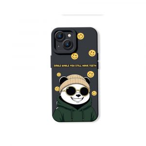 Cheerful Panda & Smiley Vibes Silicone Case for Apple iPhone Series