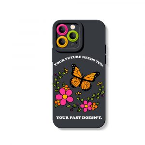 Floral Butterfly Motivation Silicone Case for Apple iPhone Series