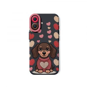 Cozy Pup Heart Knit Silicone Case for Apple iPhone Series