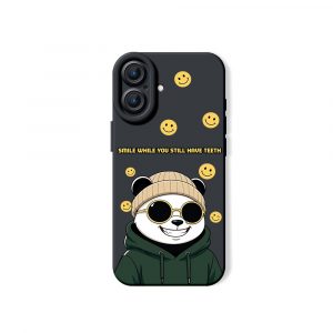 Cheerful Panda & Smiley Vibes Silicone Case for Apple iPhone Series
