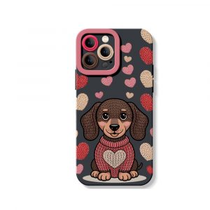 Cozy Pup Heart Knit Silicone Case for Apple iPhone Series
