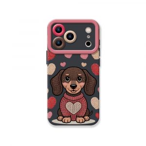 Cozy Pup Heart Knit Silicone Case for Apple iPhone Series