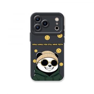 Cheerful Panda & Smiley Vibes Silicone Case for Apple iPhone Series