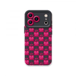 Sweet Cherry Checkered Delight Silicone Case for Apple iPhone Series