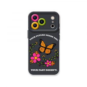 Floral Butterfly Motivation Silicone Case for Apple iPhone Series