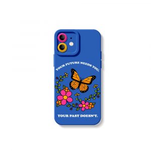 Floral Butterfly Motivation Silicone Case for Apple iPhone Series