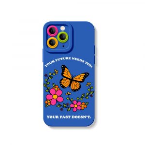 Floral Butterfly Motivation Silicone Case for Apple iPhone Series