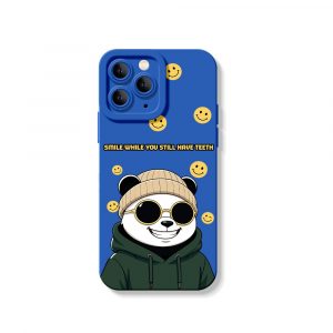 Cheerful Panda & Smiley Vibes Silicone Case for Apple iPhone Series
