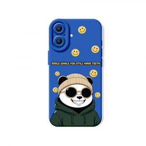 Cheerful Panda & Smiley Vibes Silicone Case for Apple iPhone Series