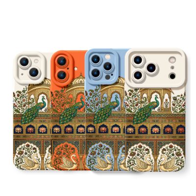 Ornate Peacock and Swan Elegance Silicone Case for Apple iPhone Series