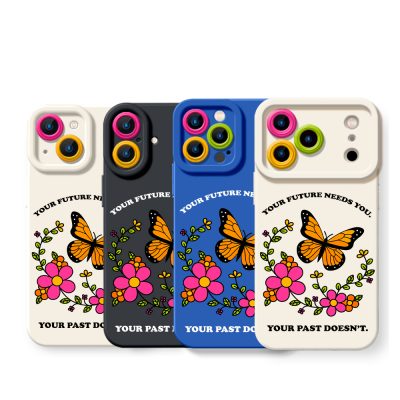 Floral Butterfly Motivation Silicone Case for Apple iPhone Series