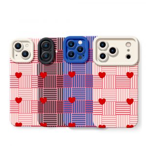 Love Grid Stripes Silicone Case for Apple iPhone Series