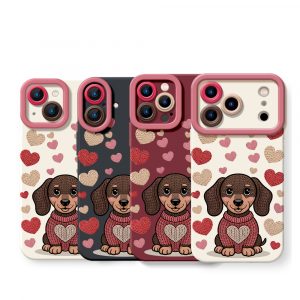 Cozy Pup Heart Knit Silicone Case for Apple iPhone Series