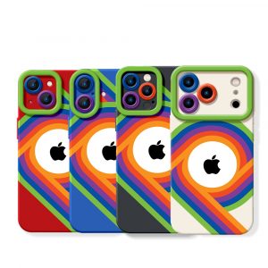 Retro Groove Rainbow Silicone Case for Apple iPhone Series