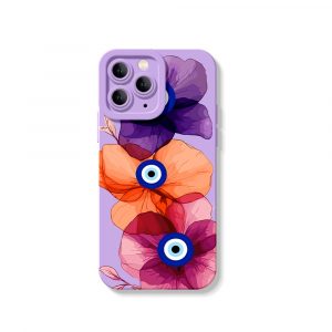 Boho Blossom Charm Evil Eye Silicone Case for Apple iPhone Series