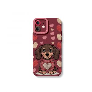 Cozy Pup Heart Knit Silicone Case for Apple iPhone Series