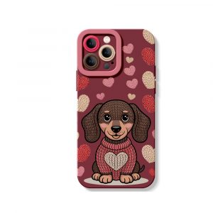 Cozy Pup Heart Knit Silicone Case for Apple iPhone Series