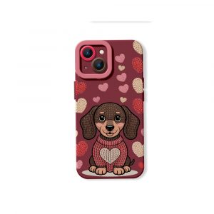 Cozy Pup Heart Knit Silicone Case for Apple iPhone Series