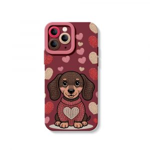 Cozy Pup Heart Knit Silicone Case for Apple iPhone Series