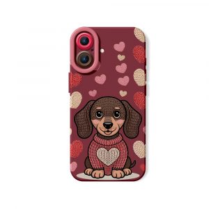 Cozy Pup Heart Knit Silicone Case for Apple iPhone Series