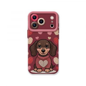 Cozy Pup Heart Knit Silicone Case for Apple iPhone Series