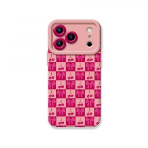 Sweet Cherry Checkered Delight Silicone Case for Apple iPhone Series