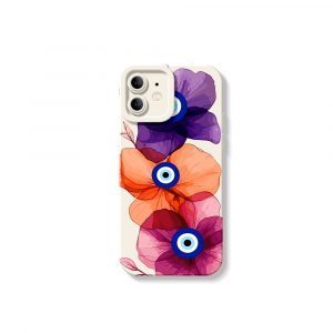Boho Blossom Charm Evil Eye Silicone Case for Apple iPhone Series