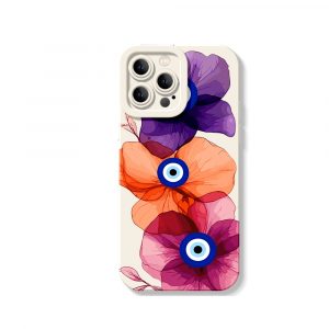 Boho Blossom Charm Evil Eye Silicone Case for Apple iPhone Series