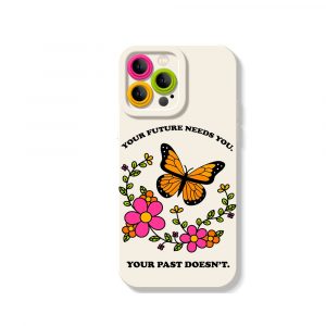 Floral Butterfly Motivation Silicone Case for Apple iPhone Series