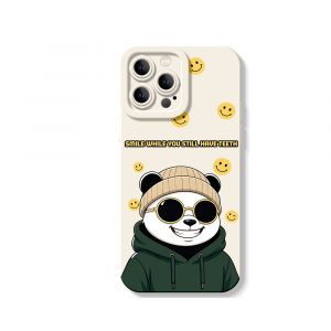 Cheerful Panda & Smiley Vibes Silicone Case for Apple iPhone Series